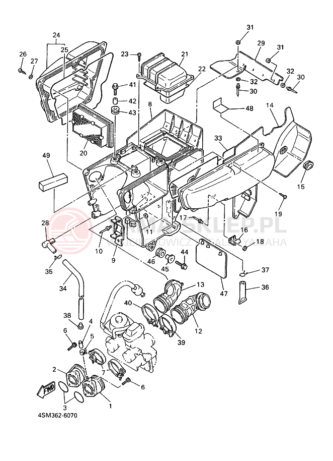 Schemat "Wtrysk paliwa" do Yamaha XT500E