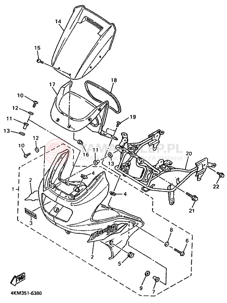 Schemat "Obudowa silnika" do Yamaha XJ900S DIVERSION