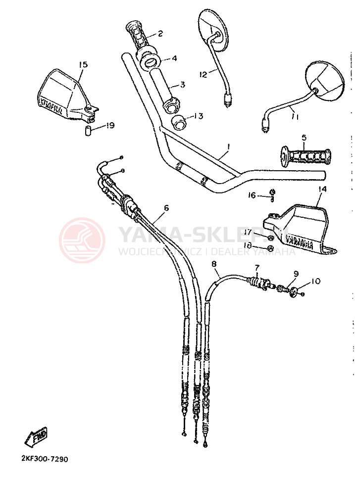 Schemat "Kierownica i osprzęt" do Yamaha XT600N