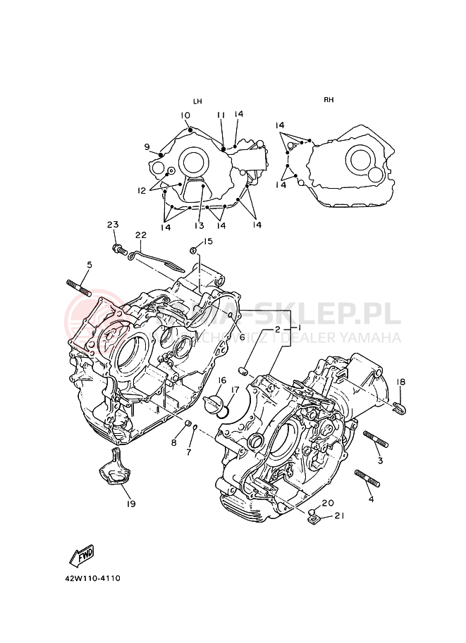 Schemat "Pokrywa silnika" do Yamaha XV750 VIRAGO