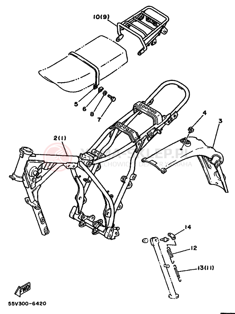 Schemat "Zawieszenie przód" do Yamaha XT350