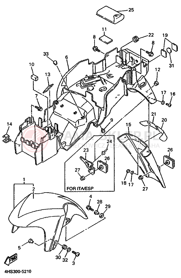Schemat "błotnik" do Yamaha YZF750SP