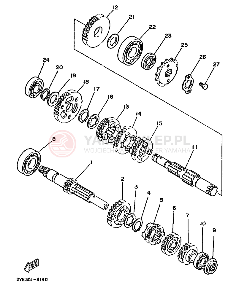 Schemat "Skrzynia biegów " do Yamaha XT125