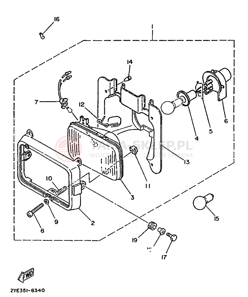 Schemat "Lampa przód" do Yamaha XT125