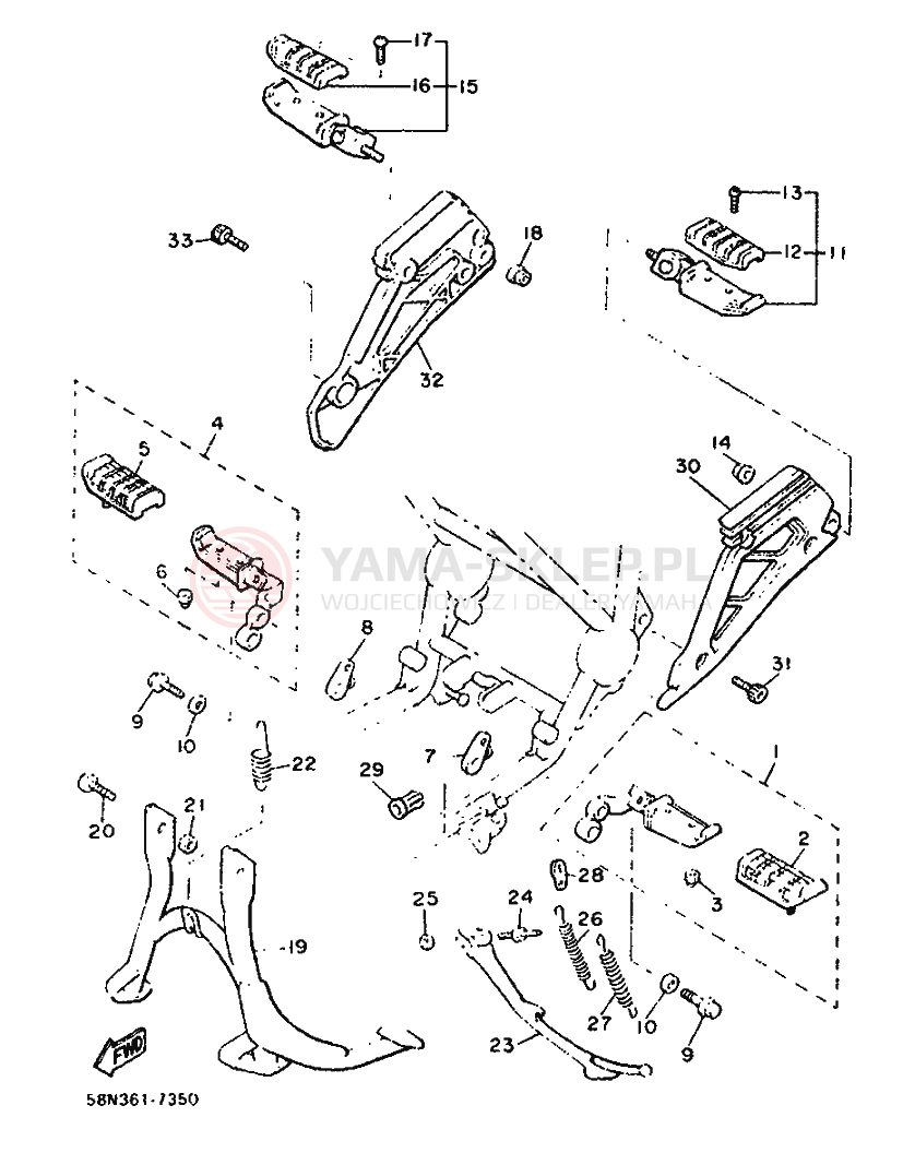 Schemat "Stopka postojowa i podnóżki" do Yamaha XJ900