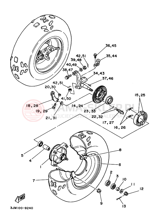 Schemat "Koło przód" do Yamaha BLASTER