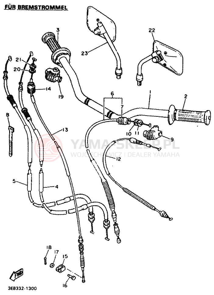 Schemat "Kierownica i osprzęt" do Yamaha SR500