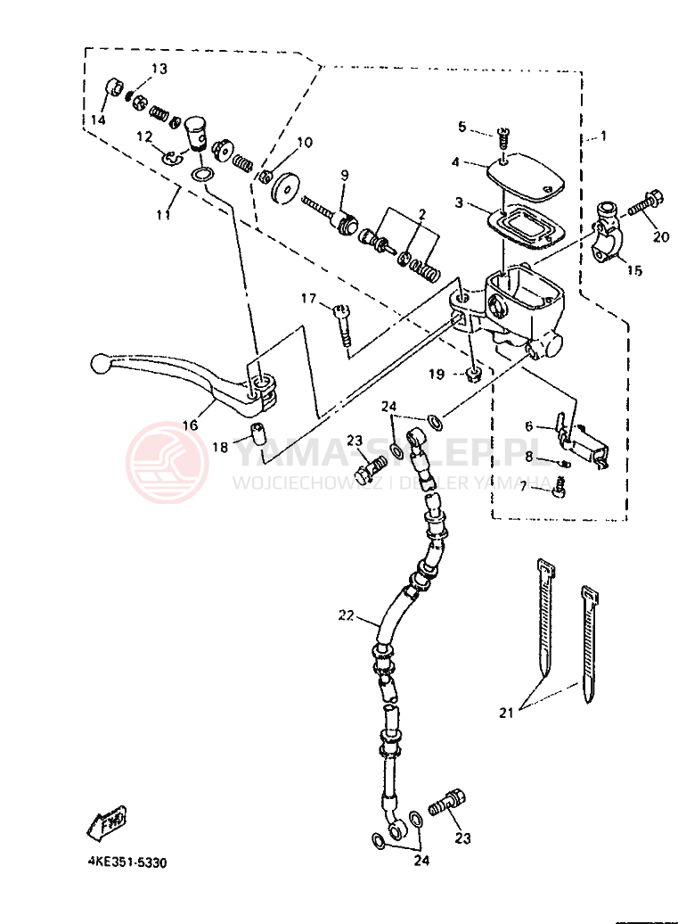 Schemat "Pompa hamulcowa przednia" do Yamaha XJ600N