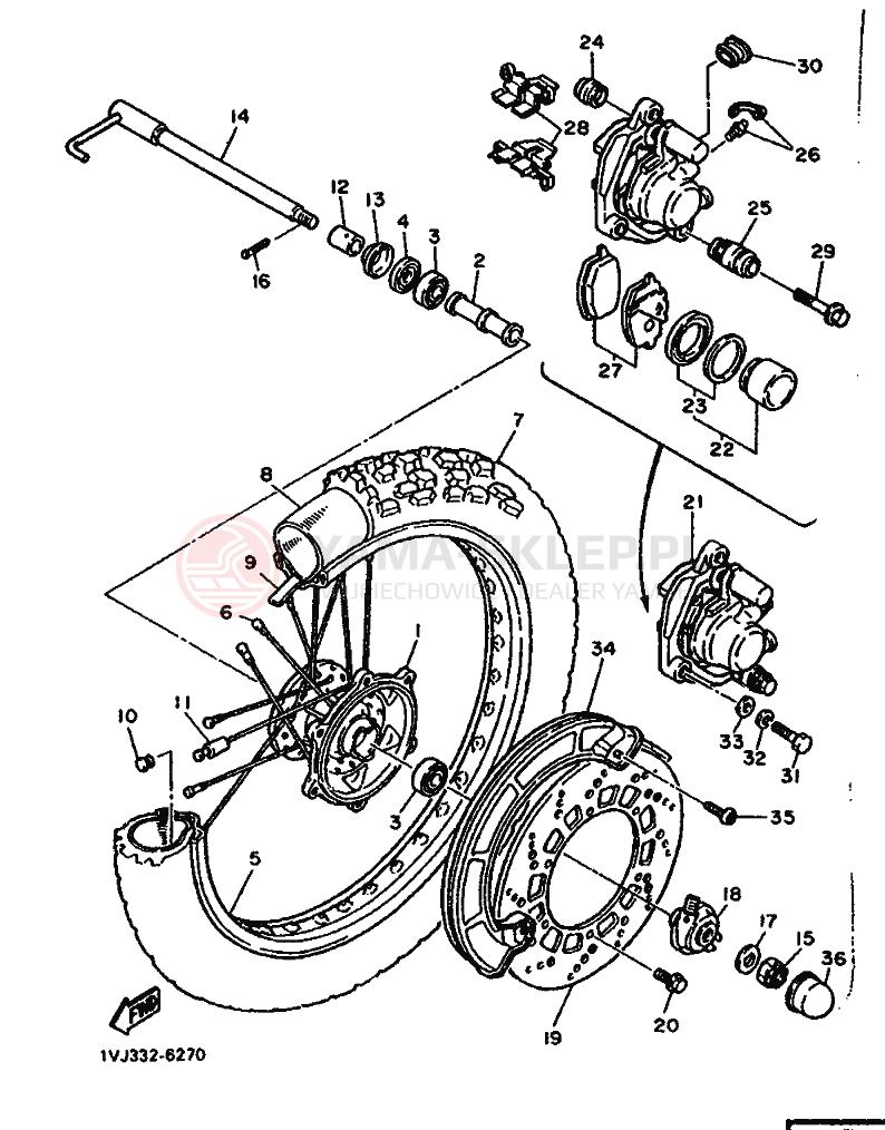 Schemat "Koło przód" do Yamaha XT600ZS
