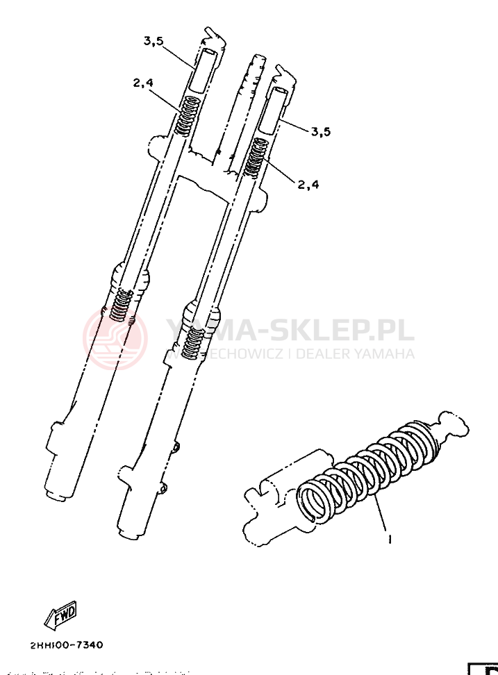 Schemat "Zawieszenie przód" do Yamaha YZ125
