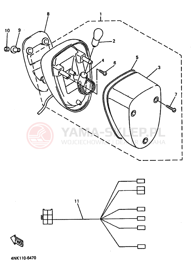 Schemat "lampa tył" do Yamaha XVZ13A ROYAL STAR