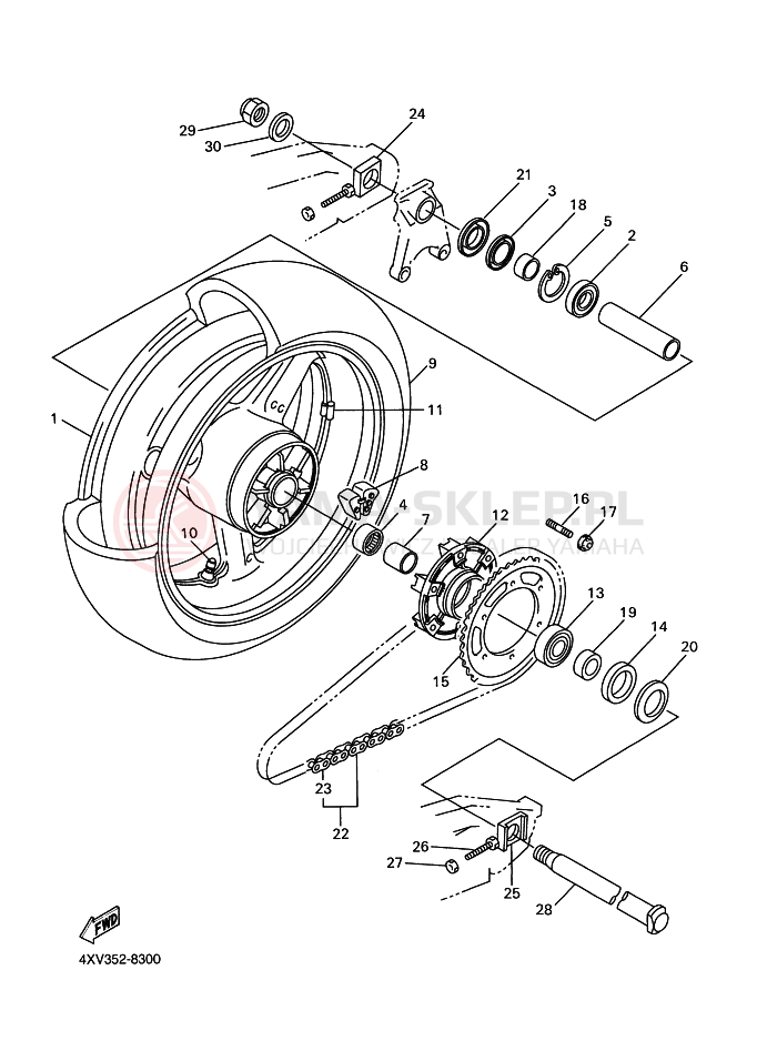 Schemat "Koło tył" do Yamaha YZF-R1 R1