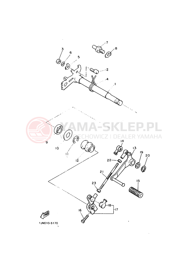 Schemat "Dźwignia zmiany biegów, wałek" do Yamaha SR400 SR400C