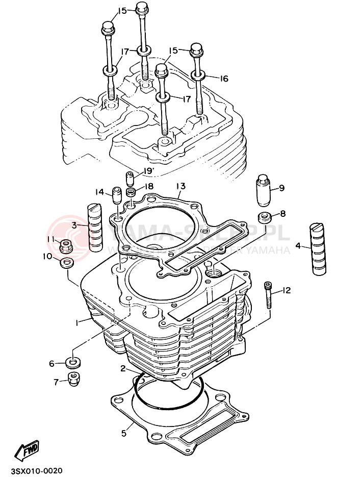 Schemat "cylinder" do Yamaha XT400E