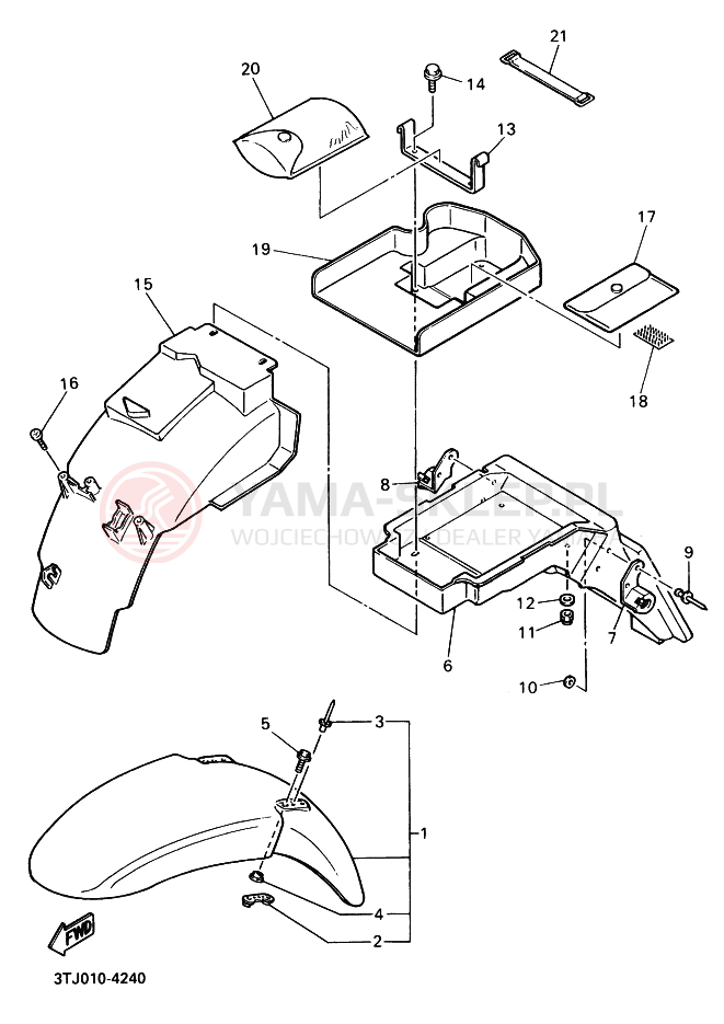 Schemat "błotnik" do Yamaha FZR400RR-SP