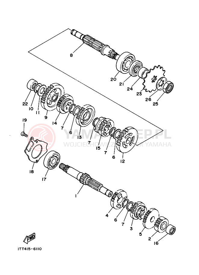 Schemat "Skrzynia biegów " do Yamaha RX115