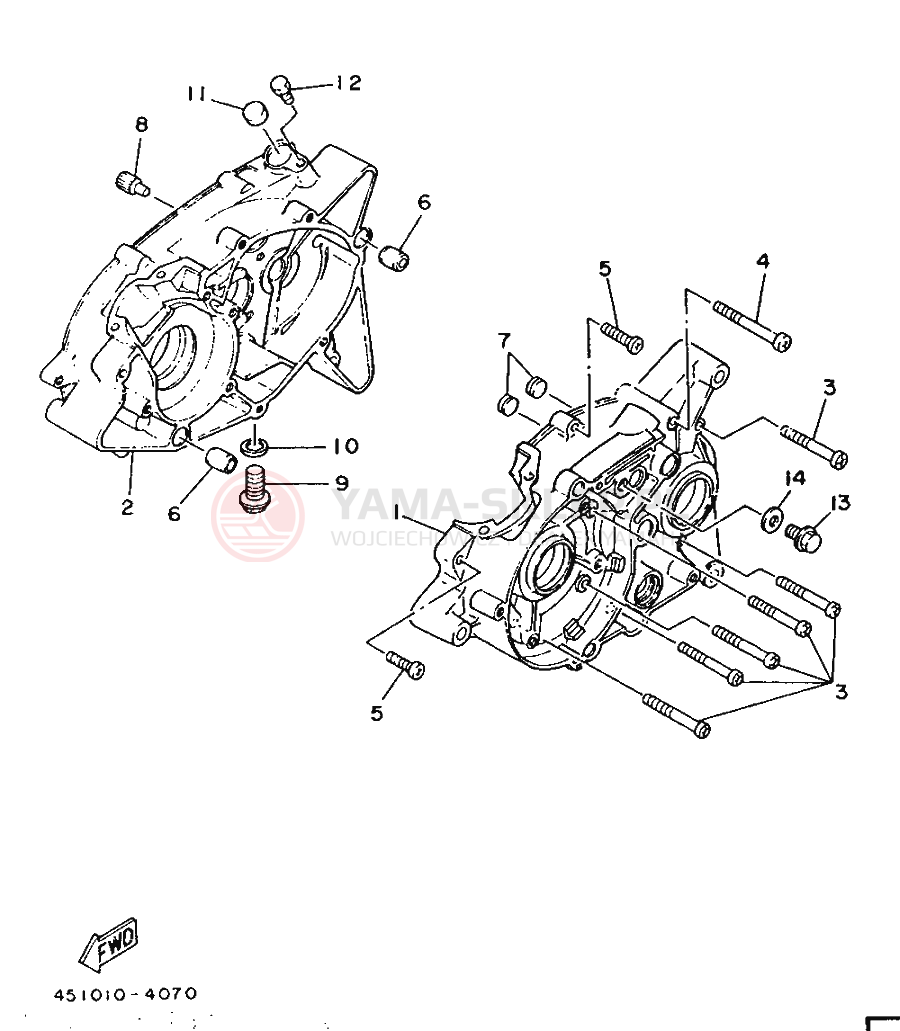Schemat "Pokrywa silnika" do Yamaha TY80B (SUPPLEMENT -
