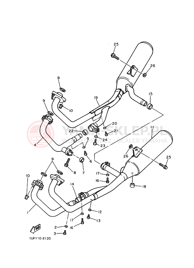 Schemat "Wydech końcowy" do Yamaha FZX750