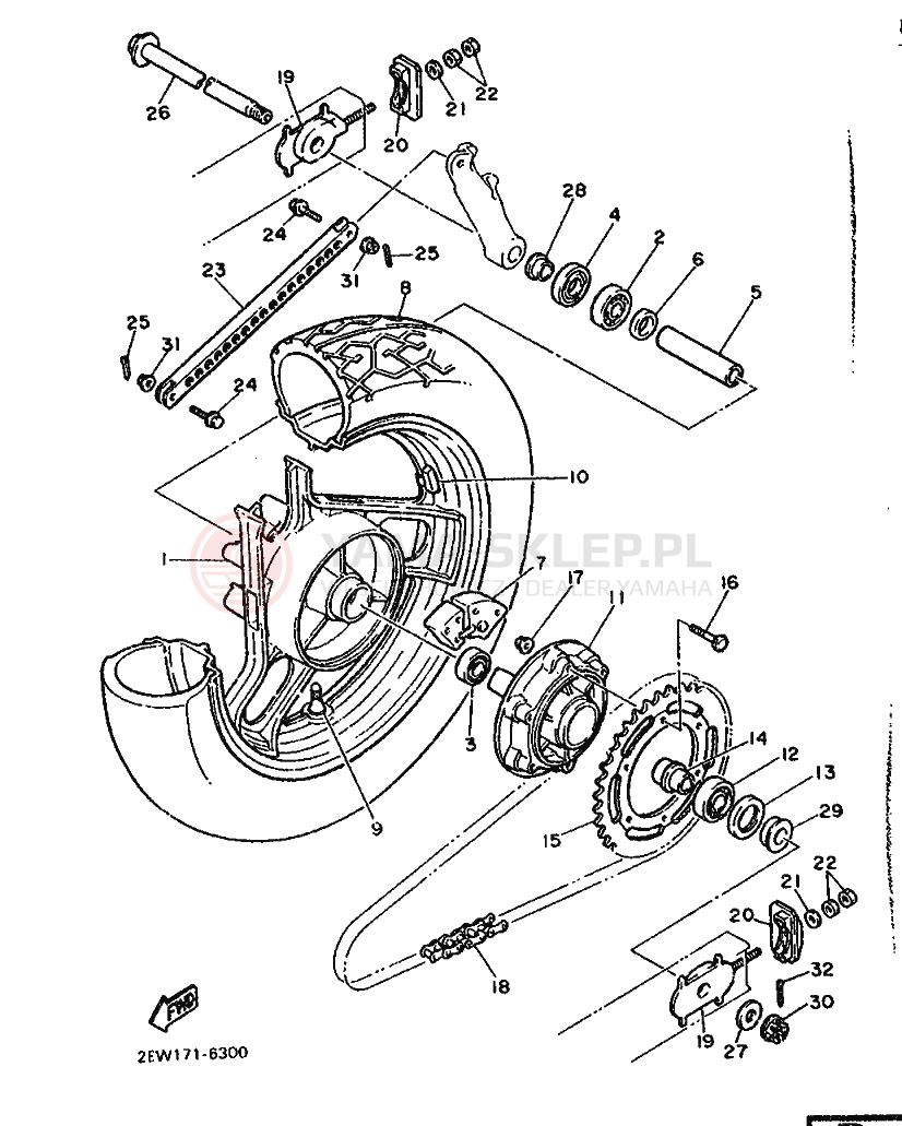 Schemat "Koło tył" do Yamaha FZ600