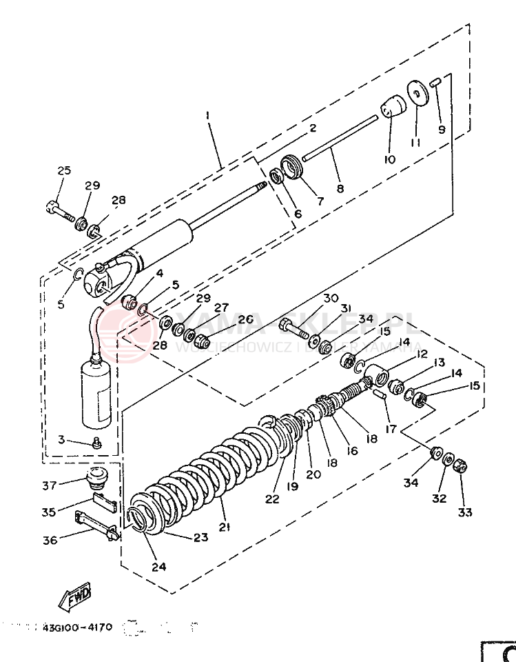 Schemat "zawieszenie tył" do Yamaha IT200S