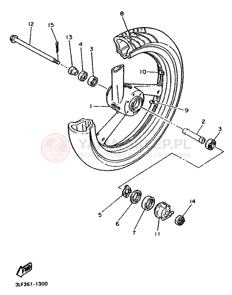 Schemat "Koło przód" do Yamaha FZR1000