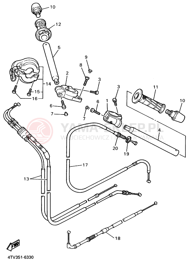 Schemat "Kierownica i osprzęt" do Yamaha YZF600R THUNDERCAT
