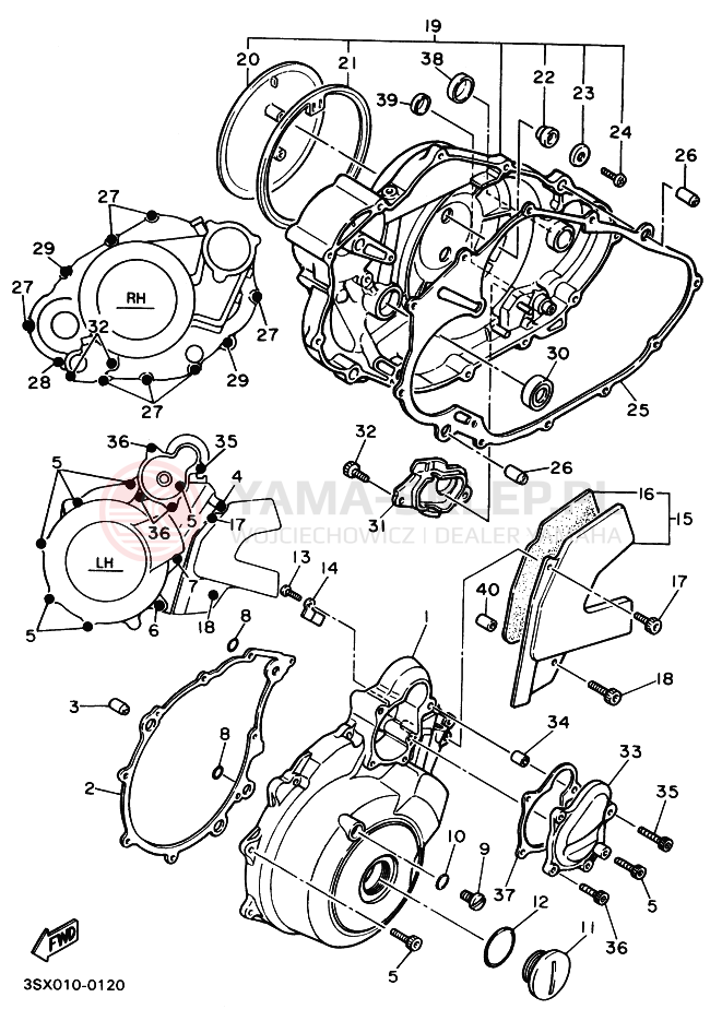 Schemat "Pokrywa silnika" do Yamaha SRX400