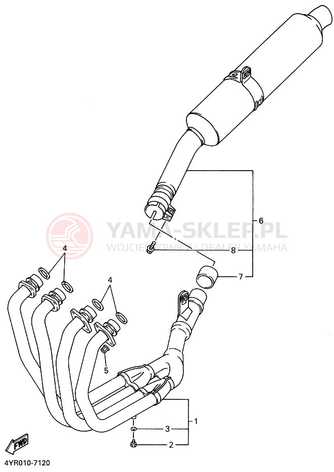 Schemat "Wydech końcowy" do Yamaha FZ400