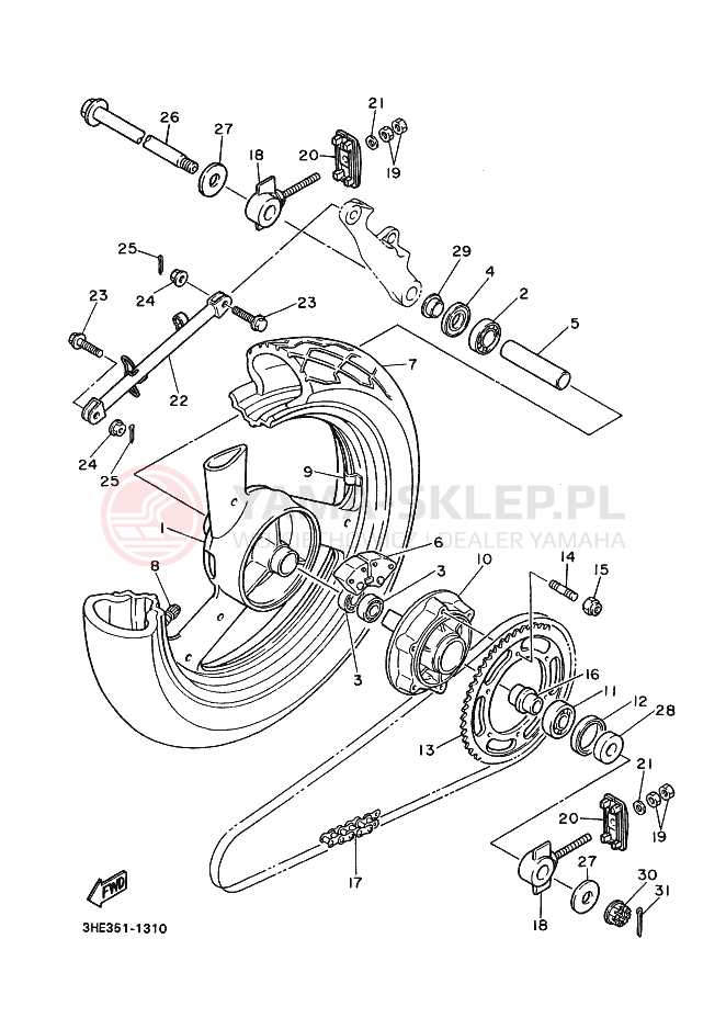 Schemat "Koło tył" do Yamaha FZR600 GENESIS