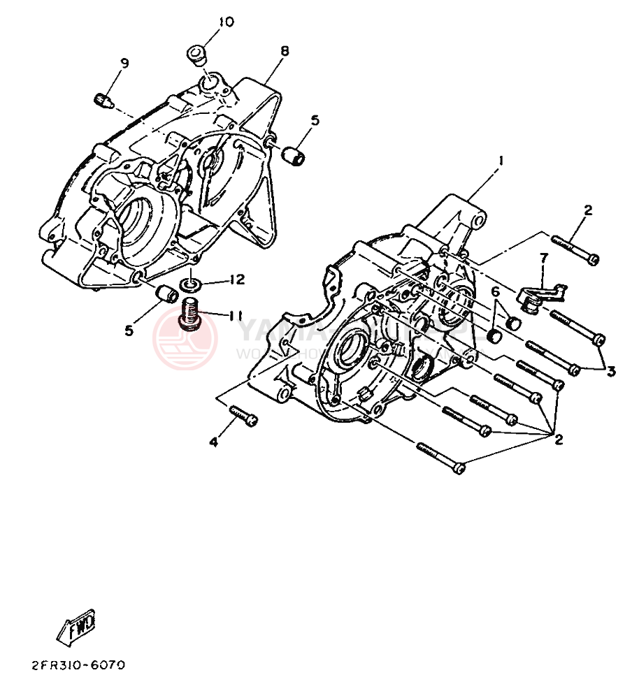 Schemat "Obudowa silnika" do Yamaha RD50M