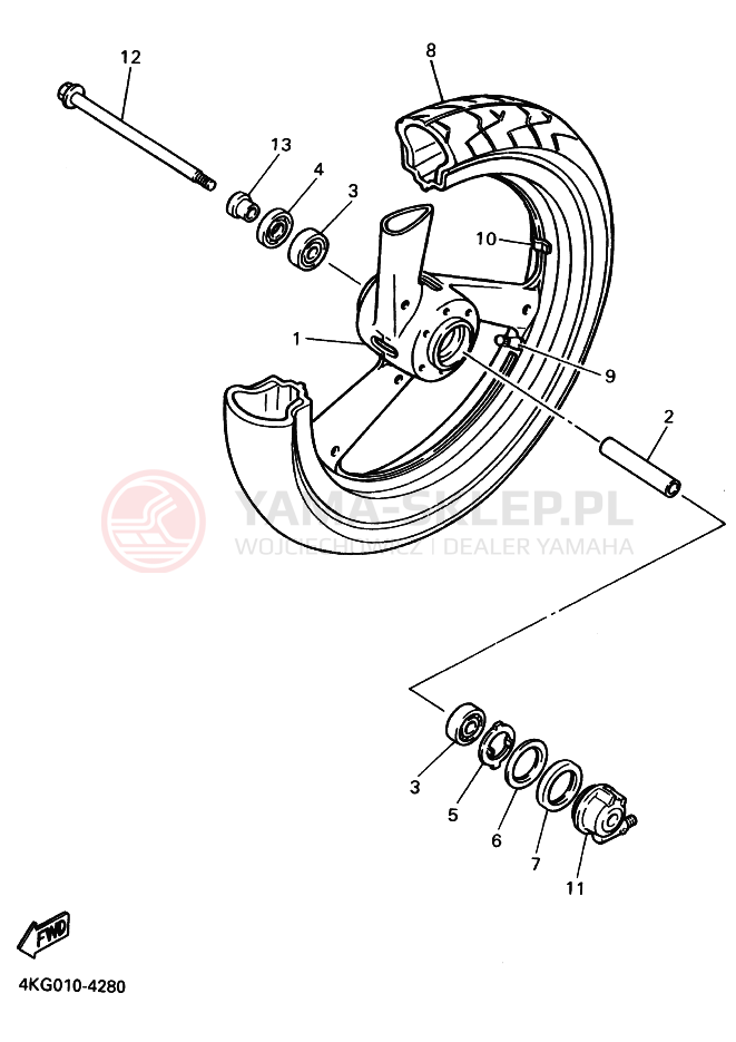 Schemat "Koło przód" do Yamaha XJR1200