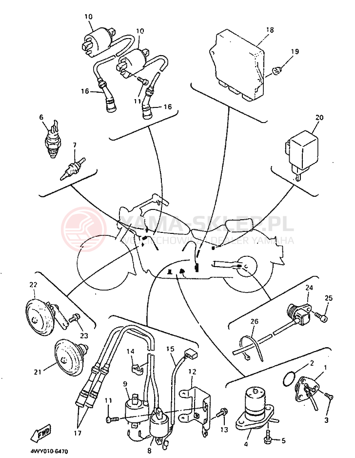 Schemat "układ elektryczny" do Yamaha XVZ1300A ROYALSTAR