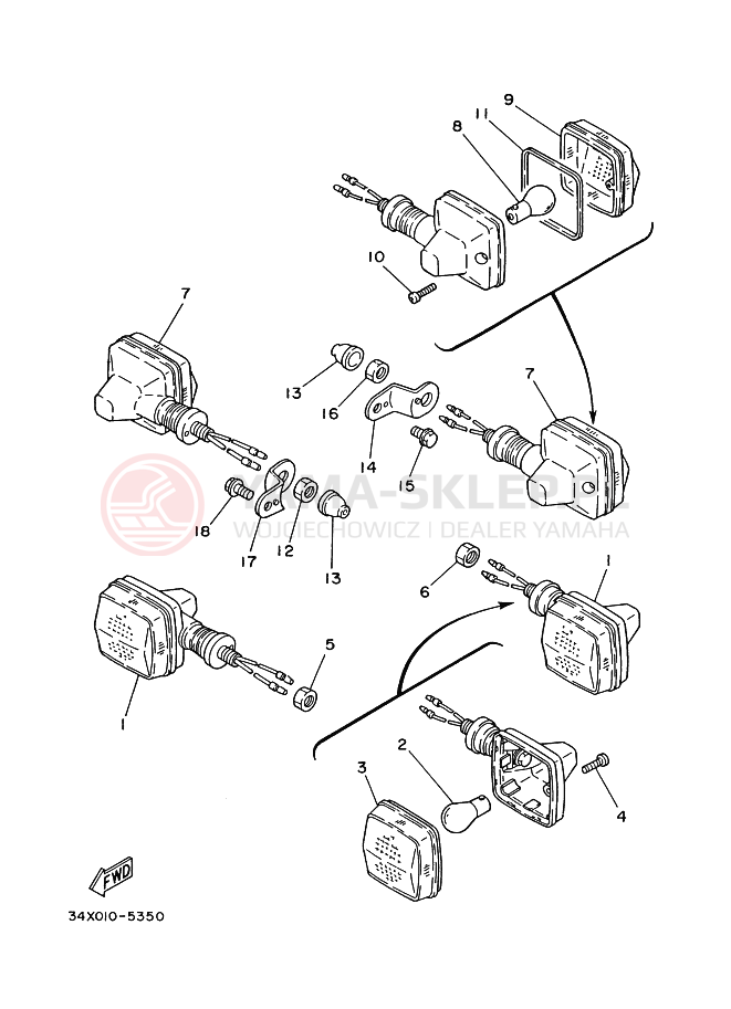 Schemat "kierunkowskazy" do Yamaha DT125R