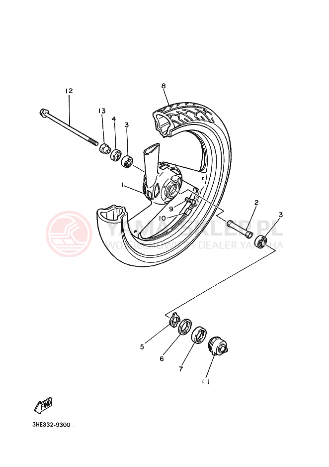 Schemat "Koło przód" do Yamaha FZR600 GENESIS