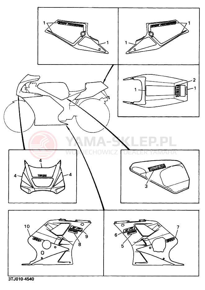 Schemat "naklejki" do Yamaha FZR400RR