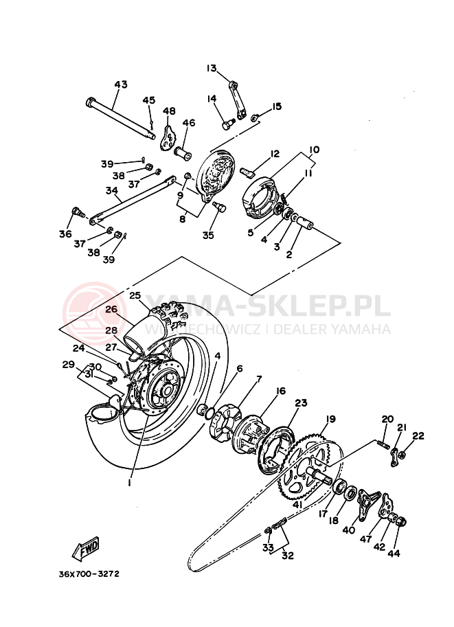 Schemat "Koło tył" do Yamaha AG200