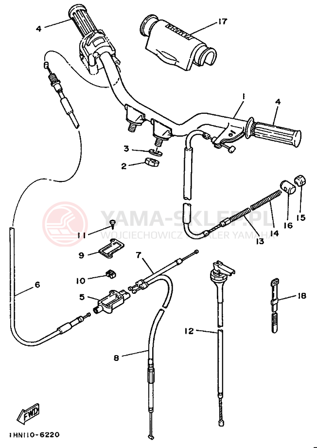 Schemat "Kierownica i osprzęt" do Yamaha YF60