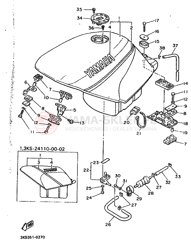 Schemat "zbiornik paliwa" do Yamaha FZ750 GENESIS