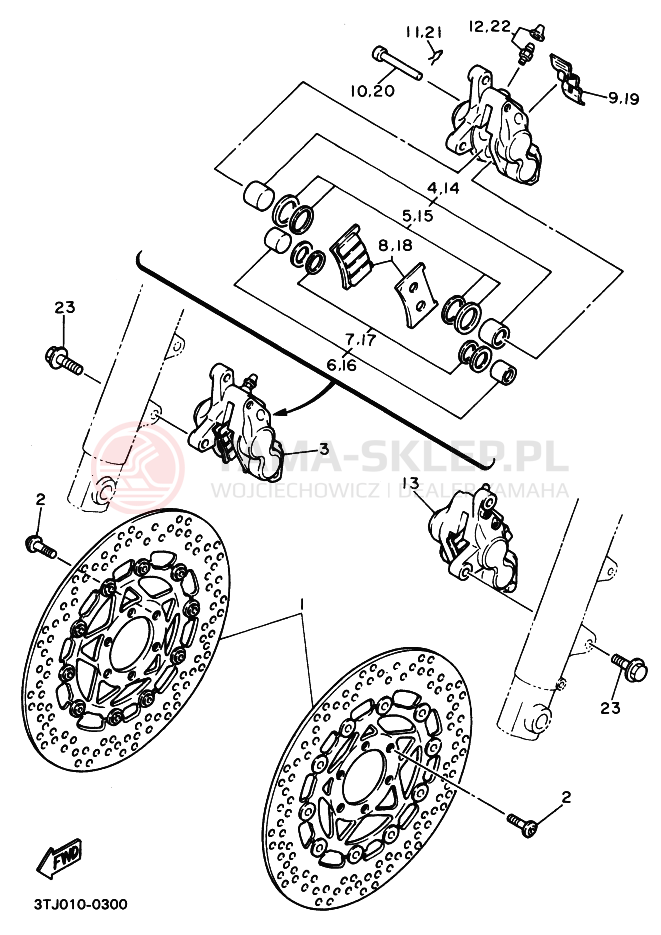 Schemat "Koło przód" do Yamaha FZR400RR