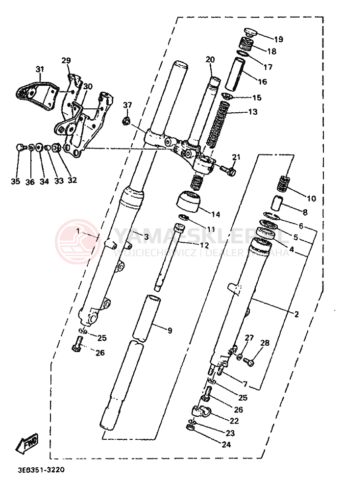 Schemat "Amortyzatory przód" do Yamaha SR500