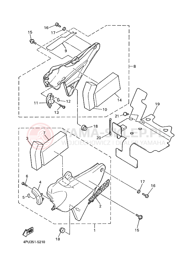 Schemat "Pokrywa boczna" do Yamaha XJR1200