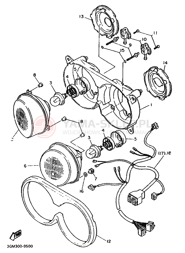 Schemat "Lampa przód" do Yamaha FZR1000
