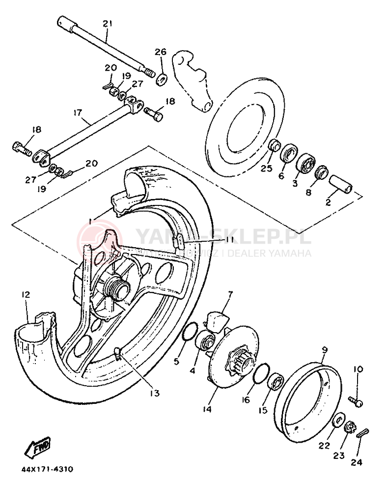 Schemat "Koło tył" do Yamaha XJ900F