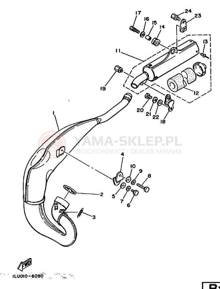 Schemat "Wydech końcowy" do Yamaha YZ250