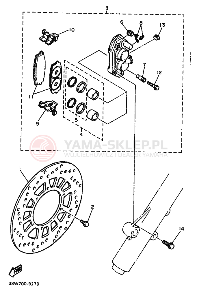 Schemat "Koło przód" do Yamaha TT600