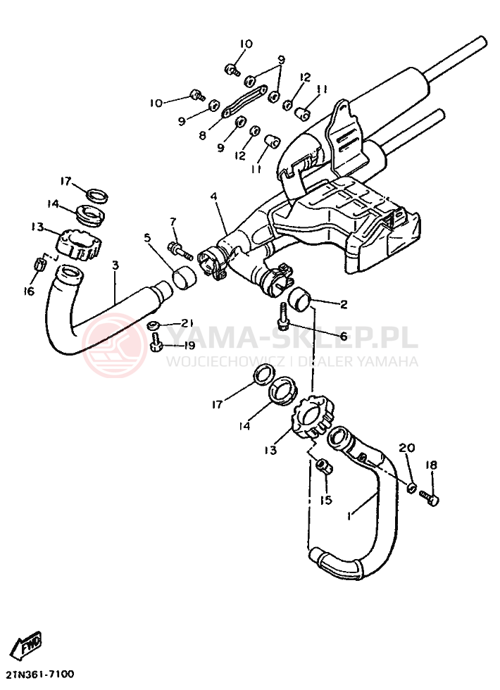 Schemat "Wydech końcowy" do Yamaha XV1100 VIRAGO