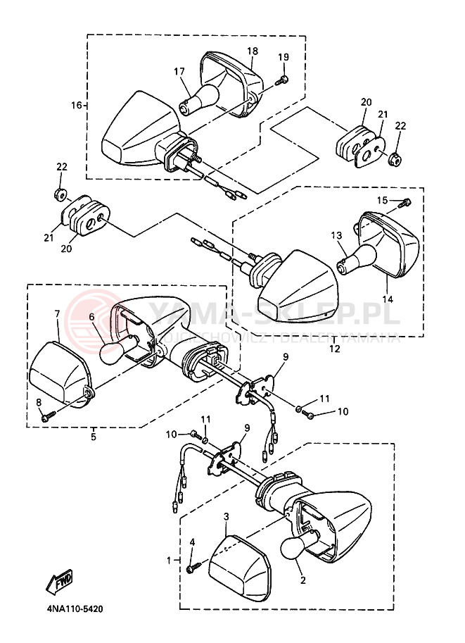 Schemat "kierunkowskazy" do Yamaha YZF600R YZF600RK YZF