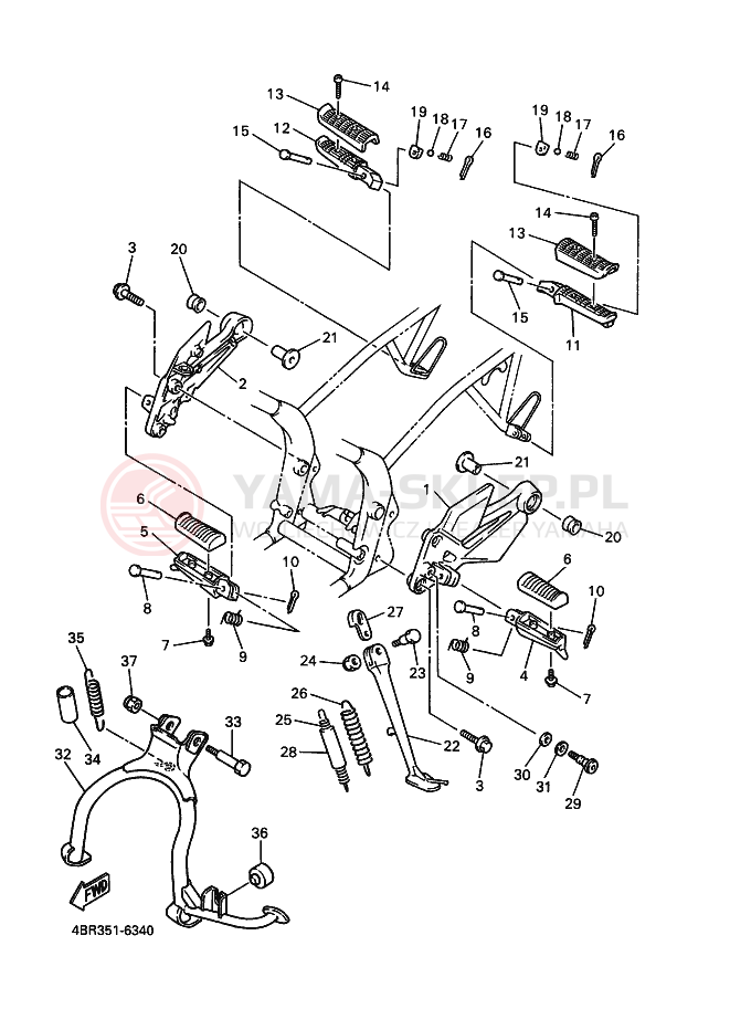 Schemat "Stopka postojowa i podnóżki" do Yamaha XJ600N