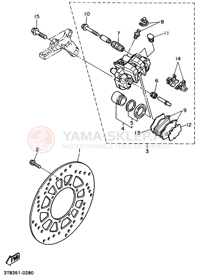 Schemat "Zacisk hamulcowy tylny" do Yamaha XT600