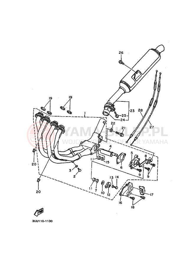 Schemat "Wydech końcowy" do Yamaha FZR600 FZR600RG GENESIS